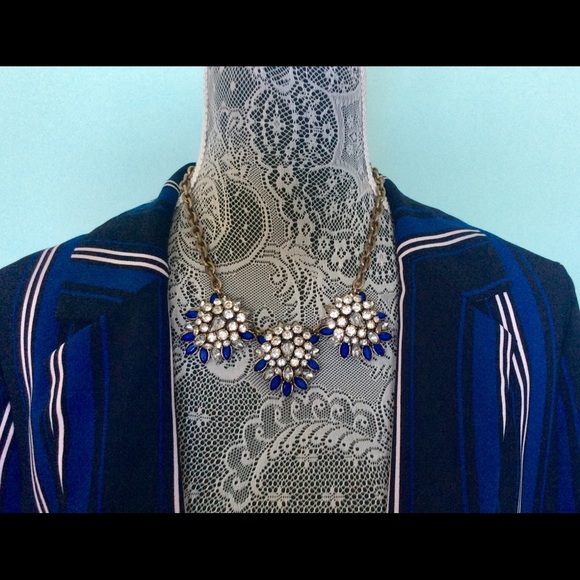 LOFT STATEMENT NECKLACE Blue Beads/Rhinestones - Picture 2 of 3